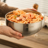 Stainless Steel Noodle Bowls Double-Layered Bowls Heat Insulation Bowls 5-Piece - Silver - Size Pack V1106-122-93147-SLR-PACKOF5PIECES