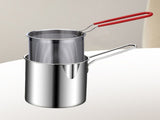 Stainless Steel Deep Fryer Pan Durable Portable Mini Long Handle Fryer Pan with Strainer for Home V1294-YM0901-3118230225111
