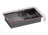 Cefito Stainless Steel Sink 70x45CM With Pull Out Mixer Tap Kitchen Basin Single Bowl Black SINK-BLACK-7045T-52