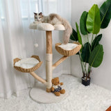 Cat Tree Scratcher Plush Sisal Willow Wood w Basket Cushion V178-66927