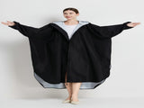 Black Stylish Waterproof Raincoat Poncho - Long, Packable for Outdoor Travel & Hiking V888-ELOSUNG26492