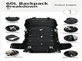 Large Capacity Nylon Hiking Backpack 60L Green,Adjustable Rucksack With Rain Cover,Ideal for Camping V1221-XM-LB5240-ZS166