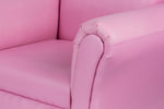 Kids Pink Couch Sofa Chair w/ Footstool in PU Leather V196-KS541P_K