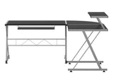 Artiss Computer Desk L-Shape Keyboard Tray Shelf Black MET-DESK-117-BK