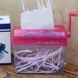 Red Manual Paper Shredder with Plastic and Metal Build for Home Office Document Security and V1366-AZ2-W-17379