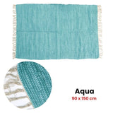 Large Chindi Cotton Handmade Floor Mat with Tassels 90 x 150 cm Aqua V442-BZO-FLOORR-LARGECHINDI-AQUA-RE