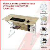 Wood & Metal Computer Desk with Shelf Home Office Furniture 834371