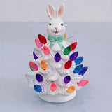Ceramic Gnome Tree with LED Pastel Lights, Current Easter Light-Up Figurine, Spring Holiday Table V1366-AZ2-W-24002