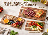 3Pcs Wooden Cutting Board Set with Storage Stand, Chopping Boards for Kitchen Food Preparation V1181-KD005
