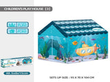 Kids Play Tent Theme House for Indoor Outdoor Fun, Space Princess Ocean Design with Ball Pit, V1341-ZY-KP22UTV3-SPACE1A-BLUE