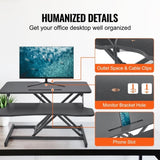 Standing Desk Converter, Two-Tier Stand up Desk Riser, 800 mm Large Sit to Stand Desk V952-ZMSJTSDXSX315ZZZAV0