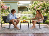 Gardeon Outdoor Bistro Set 3 Piece Patio Furniture Textilene Chairs Glass Table ODF-BISTRO-TEX-BK