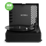 Victrola Revolution Go Turntable - Black Bundled Crosley Record Storage Display Stand V398-VTR-750SB-BLK-BSS