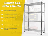 Modular Wire Storage 90x35cm Steel Shelving Chrome With Wheels For Garage Warehouse Or Kitchen V63-841141