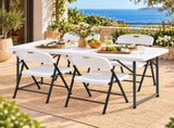 Gardeon 5PCS Outdoor Dining Set 120CM Folding Table and Chairs Patio Furniture White ODF-DIN-120PPCH-5PC-WH