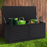 Gardeon Outdoor Storage Box 490L Container Lockable Garden Bench Shed Tools Toy All Black OSB-S490-ABK