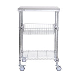 VEVOR Kitchen Utility Cart, 3 Tiers, Wire Rolling Cart with 213kg Capacity, Steel Service Cart on V952-LLCFTCCB20X24IGJ4V0