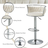 SERENIT Silver Swivel Upholstered Velvet Adjustable Height Counter Stool with Metal Frame White V255-GP2311R-WHITE
