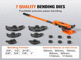 Pipe Tube Bender, 3/8" to 1" OD Manual Pipe Tube Bender with 7 Bending Dies, 180&deg Copper Aluminum V952-SDWGJCSGY7381K20RV0