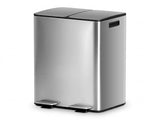 Cefito Pedal Bins Rubbish Bin Dual Compartment Waste Recycle Dustbins 60L Silver RB-60L-2C-SI