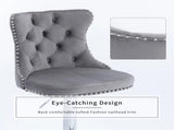 SERENIT Gray Velvet Bar Stools Adjustable Swivel Counter Height Chairs with Tufted Back and V255-GP2211R-GREY