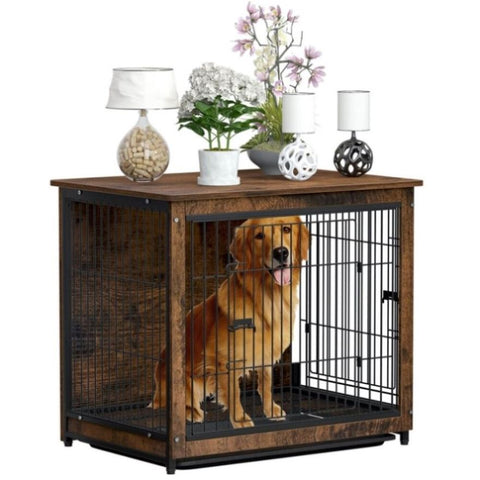 Medium Wooden Dog Crate Kennel 80.5x59x70cm End Table Nightstand V178-66972