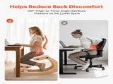Ergonomic Kneeling Chair, Wooden Posture Knee Chair with Adjustable Thick Foam Cushions & Solid Wood V952-JYKGYMBSBDLWFBRDG001V0