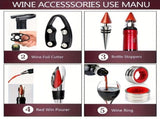 5 Piece Opener Set With Corkscrew Foil Cutter Pourer Drip Ring And Bottle Stopper, Gift Kit For V1237-ZY-807-074