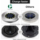 Light 12 LEDs 8 pcs White Solar Ground Lights Stainless Steel Waterproof For Outdoor Garden Patio V1188-MS-227-1598