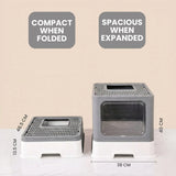 CARLA HOME Foldable Enclosed Cat Litter Box with Scoop - Grey - Plastic - Kitty Litter Tray V178-36497