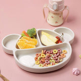 Grosmimi Bear Silicone Suction Food Plate with Silicone Lid Oatmeal DTK10877