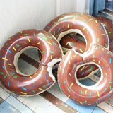 2pcs Coffee Inflatable Giant Donut Raft Swim Ring Float Swimming Pool Beach Lounge Pink Coff 120CM V201-W12783366X2