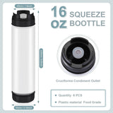 12 Pcs 16 Oz Condiment Squeeze Bottles Inverted Plastic Bottle for Sauces Refillable Tip Large Valve V1370-AZ4-07744