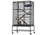 69" Metal Small Animal Cage 4-Tier Rolling Ferret Cage with Tray 3 Ramps V952-JSXDL301869I2SROXV0