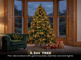 Christabelle Deluxe Mountain Pine 3pc Set 7.5ft Pre-lit Tree 61cm Wreath 2.74m Garland LED Ligh CMB-SENDMP75-WG