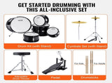 Kids Drum Set, 5-Piece, 406.4 mm Beginner Full Drum Set with Bass Toms Snare Floor Drum Adjustable V952-WJTJZG5JT16HCA94HV0