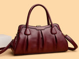 Wine Red Women's Premium Wear-Resistant Leather Shoulder Bag - Vintage Frame Kiss-Lock Handbag & V888-ELOSUNG42967