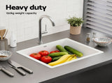 Cefito Kitchen Sink 55x45cm Granite Stone Sink Single Bowl White SINK-STONE-A-5545-WH