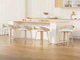 Artiss 4x Bar Stools Swivel Dining Chairs Low Back Counter Seat PU Cushion BA-TW-8566-WHX4-AB