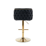 2x Faux Leather Golden Base Swivel Bar Stools- Black V226-SW1928BK
