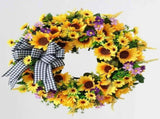 Artificial Sunflower For Front Door Handmade Flower With Bow Spring And Summer Door V1192-AZ-W-27894