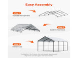 Heavy Duty Metal Carport, 10' x 15' Outdoor Carport with Galvanized Steel Frame & Roof, Car Tent V952-ZXCP10X15FT0DUG2BV0