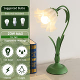 Green glass table lamp, flower table lamp, modern flower shape, metal top with glass lampshade, V1189-HB001HWU000072