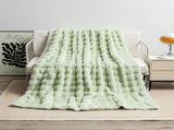 Green 130*160cm Plush Toscana Rabbit Hair Throw Blanket - Soft Flannel Fleece for All Seasons, V888-ELOSUNG18061