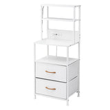 Artiss Bedside Table Tall Nightstand with Charging Station Drawers LED White FUR-V-BS01-LED-WH