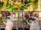 Wedding Chair Decorations White Wood Bohemian Country Weddings Bridal Shower 1Set V1370-AZ4-16854