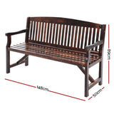 Gardeon 5FT Outdoor Garden Bench Wooden 3 Seat Chair Patio Furniture Charcoal ODF-BENCH-5FT-CC
