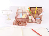 Pen Tray - 5 Compartments and Drawer - Desk Organizer - Rose Gold - Pen Holder - Desk Organizer V1188-MS101-02046-1