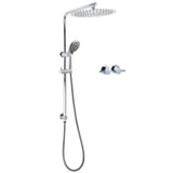 Chrome Dual Shower 12" Slim Rain Head 5 Modes Handheld Sliding Rail Inbuilt Diverter Twin Taps V1233-C4902B22HR005M5C1KSR112CPF0282A