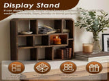 9 Compartment Wood Display Shelf, Floating Wall Mounted Shadow Box Showcase for Crystals, Perfume, V1366-AZ2-W-14879